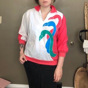 Funky Flamingo Vintage Windbreaker Top
